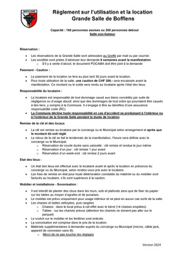 Règlement sur l'utilisation et la location de la Grande Salle